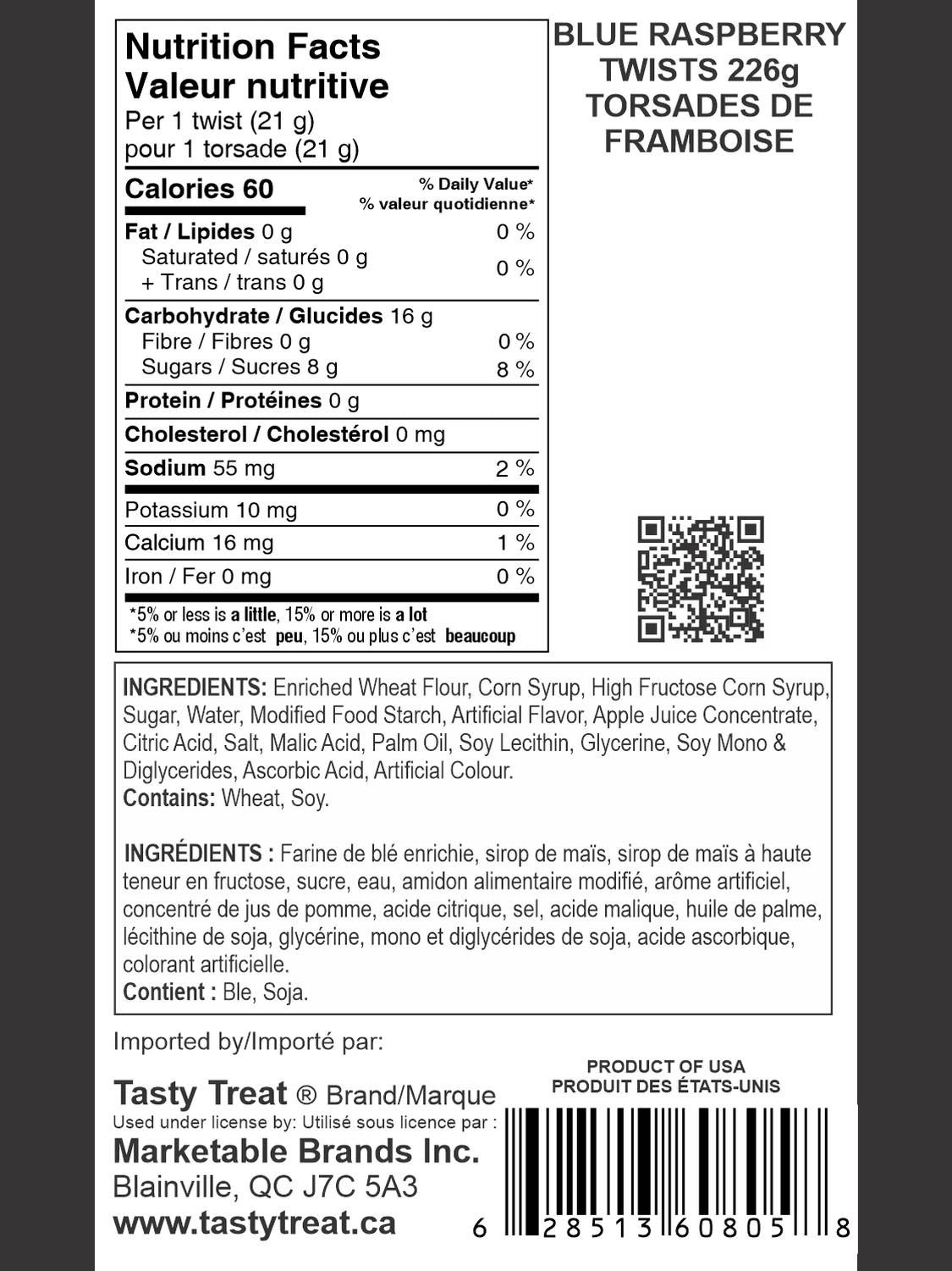 Blue Raspberry Licorice Twists 226g