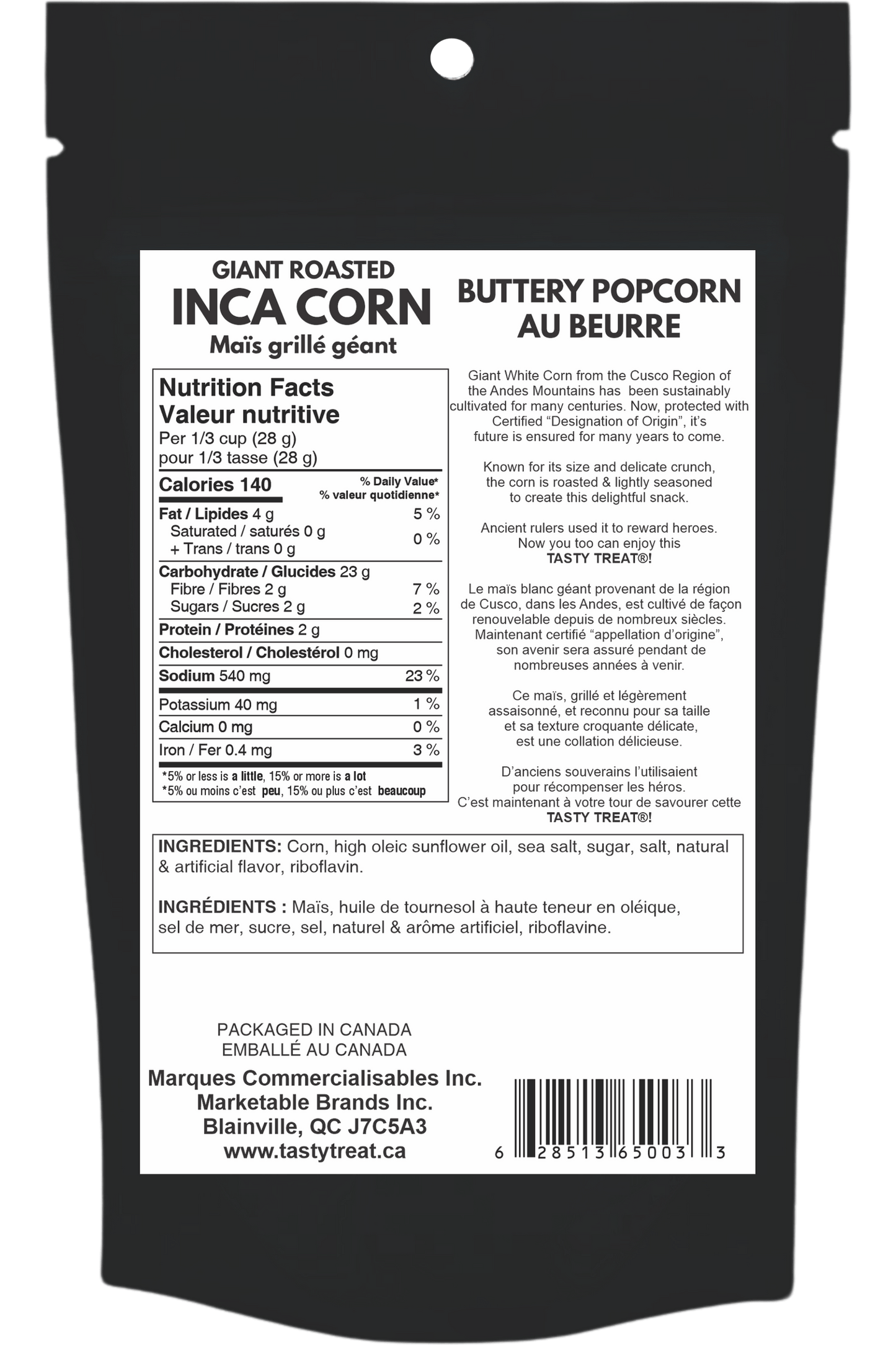 Tasty Treat Giant Inca Corn Nuts - Buttery Popcorn 100g